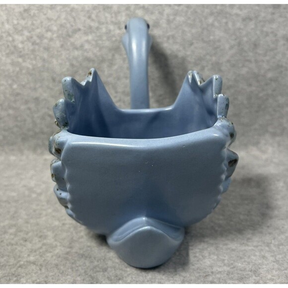 Vintage MCM Swan Planter‎ 1974 Blue Speckled Glaze Ceramic Handmade Vanity Decor - Picture 7 of 16